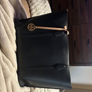 Tory Burch Black Tote with Gold Charm